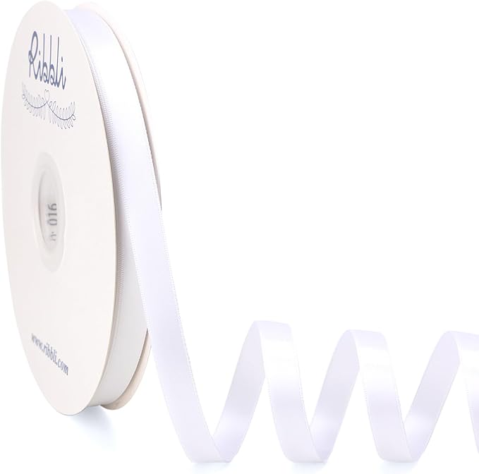 Ribbli White Satin Ribbon Double Faced Satin 1/2 Inch x Continuous 100 by Ribbli
