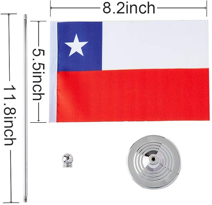 Chile Flag Chilean Flags, Small Mini Chilean Desk Flag, Used - Image 2