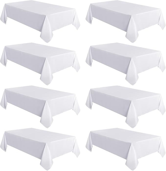 sancua 8 Pack White Tablecloth 60 x 120 Inch, Rectangle Table Cloth - Image 8