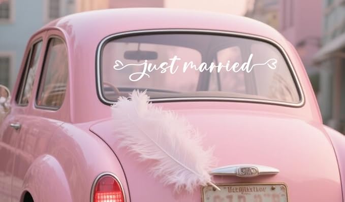 Just Married Car Decal – Wedding Bumper Sticker - Image 6