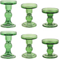 6-Piece Set of Green Glass Candlestick, Crystal Candlestick Holder Holder and by BTGLLAS