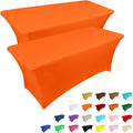 IVAPUPU 2 Pack 6FT Table Cloth for Rectangular Fitted Events Stretch Orange by IVAPUPU