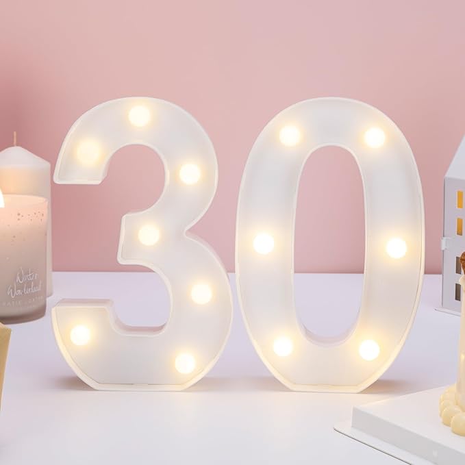 Decorative Led Light Up Numbers, 30th Birthday Decorations, Warm White Led - Image 7