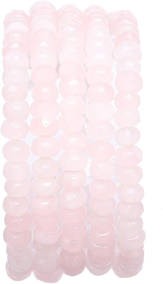Faceted Natural Rose Quartz Crystal Stone Rondelle 4x6mm Loose Semi Gemstone by Beadia