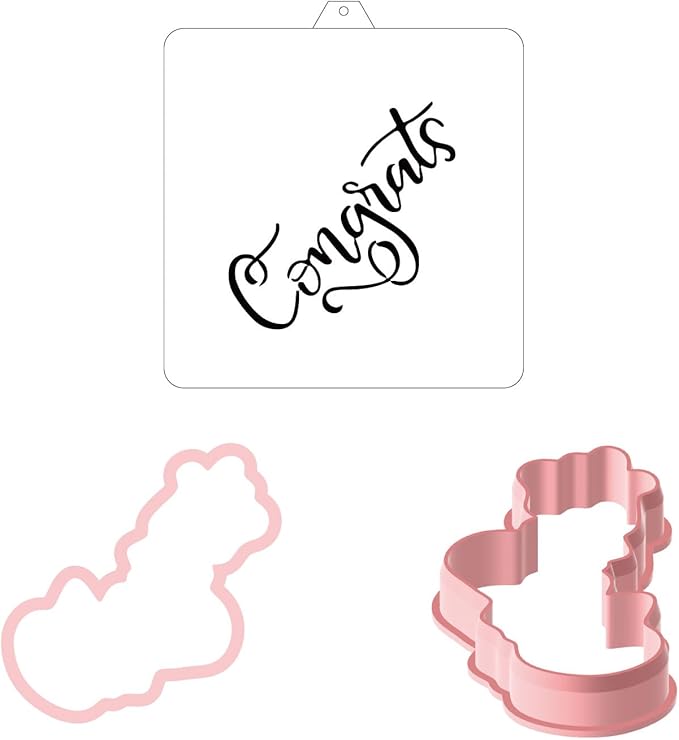 Congrats Hand Lettered Stencil and Cookie Cutter, Cookie Stencil, Cutter Stenci by NEGEMEL-YourBeautySelection