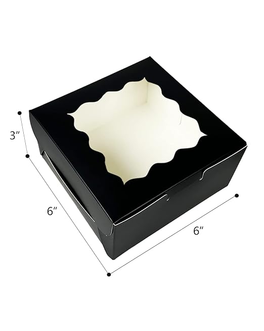 Bakepacker 100pcs Black Cookie Boxes 6x6x3 inches Easy Assemble Macaroon Pastry - Image 7