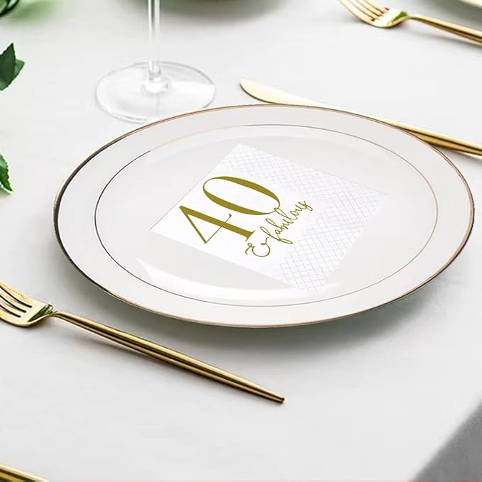 SharkBliss 40 and Fabulous Birthday Cocktail Napkins, 100 Pack Gold 40 and - Image 5