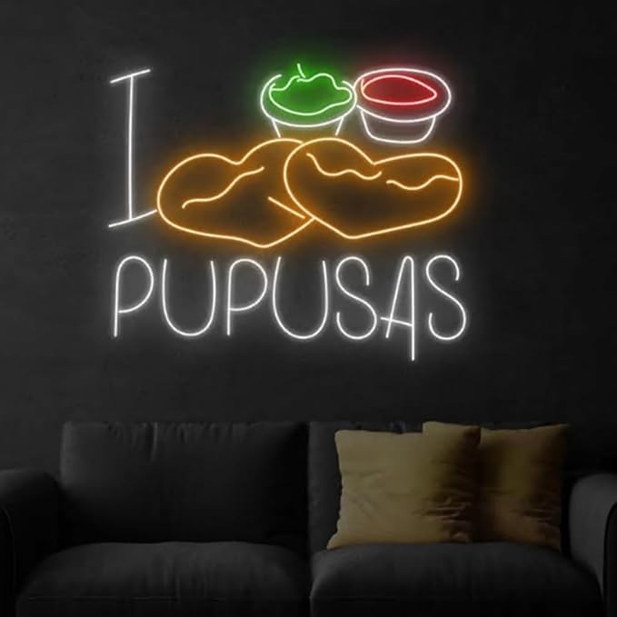 I Love Pupusas Neon Sign, Salvadoran Pupusas Led Sign, Custom Neon Sign by BELISAMA