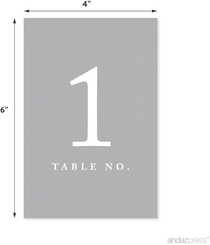 Andaz Press Gray Table Numbers 1-20, 4x6-Inches Table Number Cards - Image 2