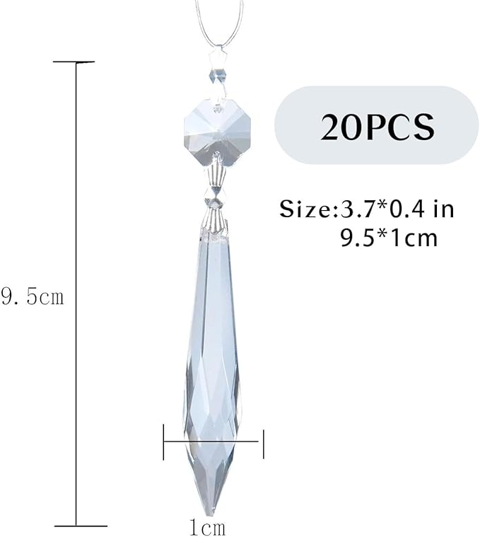 HDCRYSTALGIFTS 20Pcs Chandelier Icicle Crystal Prisms - Image 2
