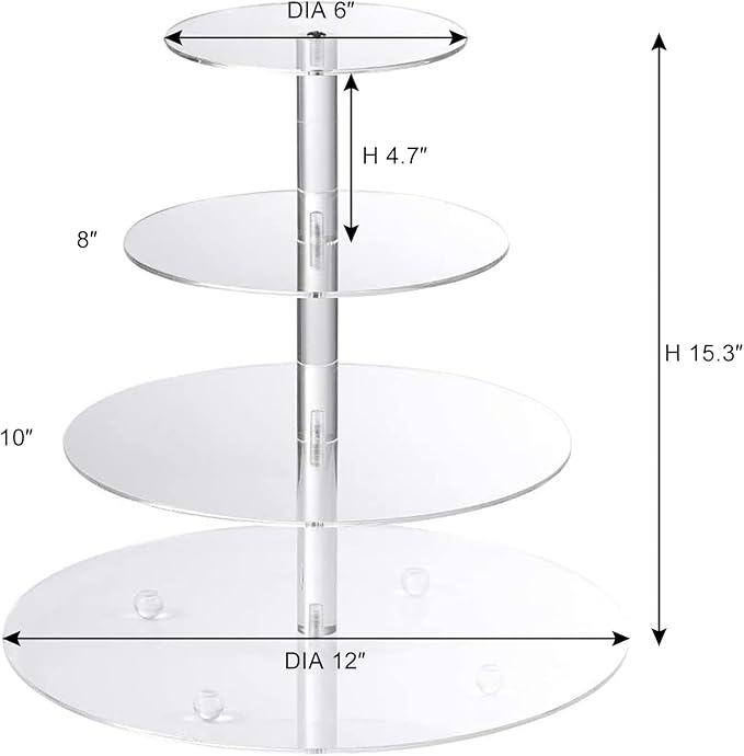 Boxalls Cupcake Stand, 4 Tier Round Acrylic Cupcake Display Stand Holder - Image 5
