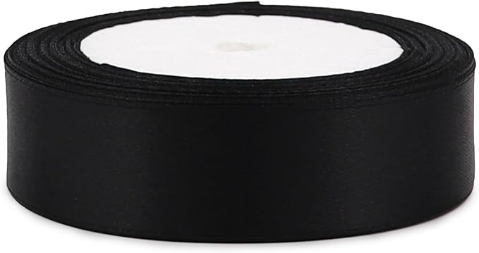Black Solid Satin Ribbon 1 Inch 25 Yards Solid Polyester Fabric Ribbon - Image 3