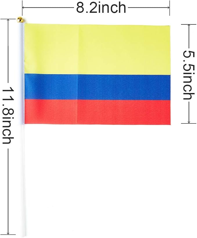Colombia Flag Colombian Flag, Small Mini Handheld Colombia Flags on Stick - Image 3