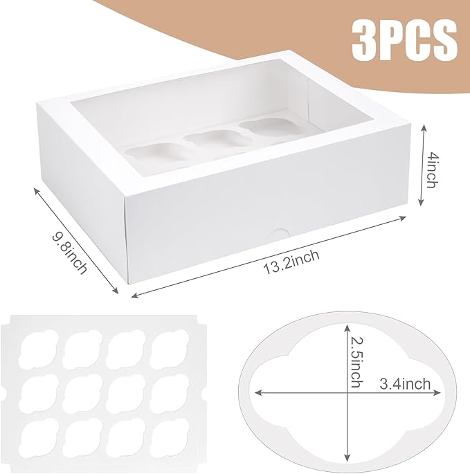 VGOODALL 3PCS White Cupcake Container - Image 2