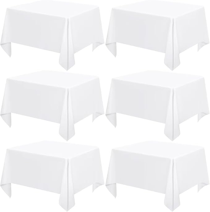 6 Pack White Square Tablecloths 52 x 52 Inch, Stain and Wrinkle Resistant by REWOMC