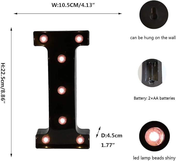 OYCBUZO Light Up Black Alphabet Marquee Letters Sign LED Marquee Number Lights - Image 6