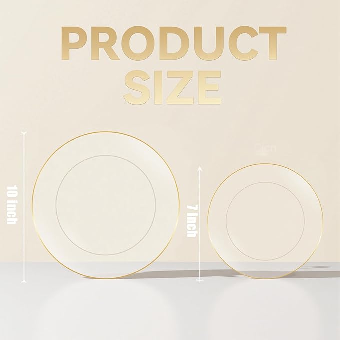 bUCLA 100PCS Clear and Gold Plastic Plates - Image 2