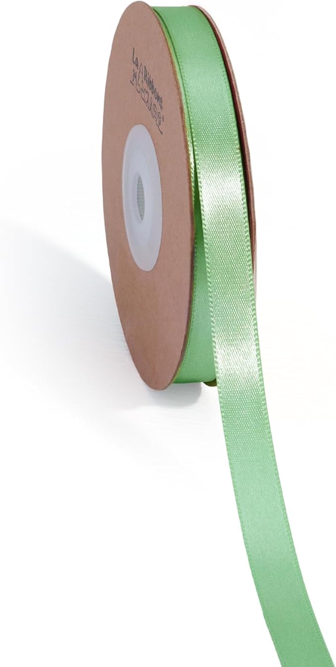 LaRibbons Sage Green Ribbon 3/8 Inch 25 Yards Luxury Double Faced Green Silk by LaRibbons