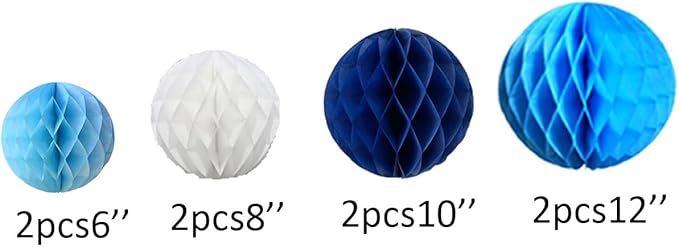 8pc Honeycomb Balls Party Decorations 6''8''10''12''Tissue Paper Pom Poms - Image 3