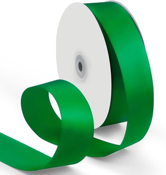 1-1/2 Inch 100 Yards Satin Ribbon Green, Solid Color Fabric Ribbon by HimBen