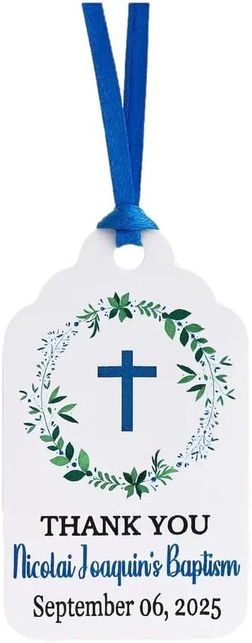 Mi Bautizo Baptism Christening Personalized Thank You Tags 20 pcs by AmysBubbling