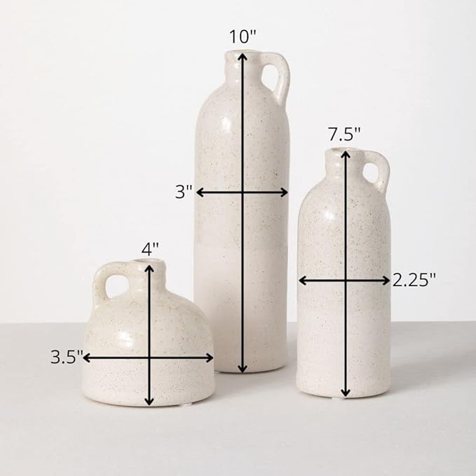 Sullivans Modern Farmhouse Distressed Two-Toned White Small Ceramic Jug Set of - Image 2