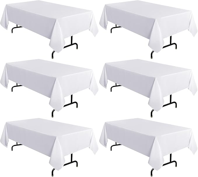 sancua 6 Pack White Tablecloth 60 x 120 Inch, Rectangle Table Cloth by sancua