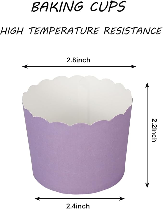 Whaline 120Pcs Purple Paper Baking Cups Scalloped Edge Cupcake Wrappers - Image 2