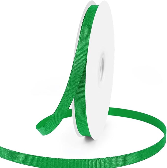 3/8" X 50 Yards Green Grosgrain Ribbon, Premium Grosgrain Ribbon by KMERLIFE