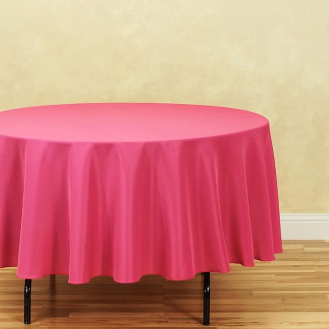 LinenTablecloth 90-Inch Round Polyester Tablecloth Fuchsia - Image 2