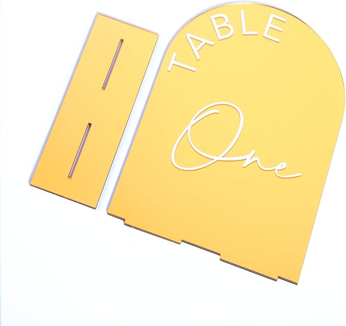 Gold Mirror Arch Wedding Table Numbers 1-30 - Image 6