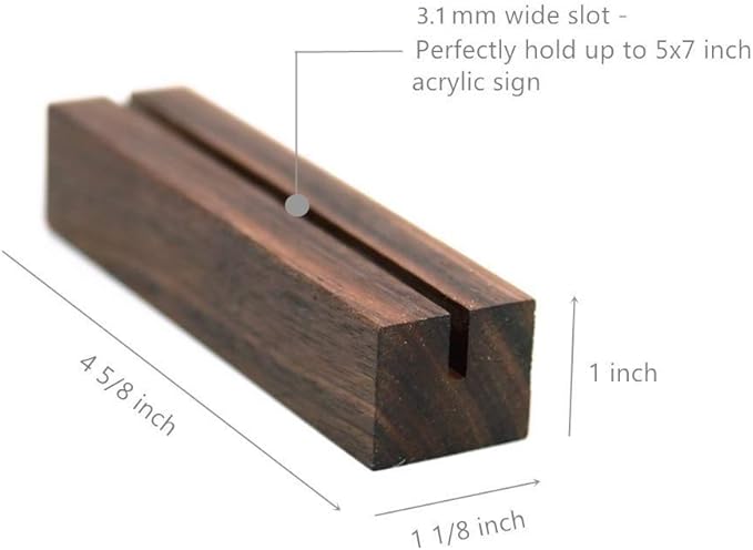 UNIQOOO 10 Pack Rustic Acrylic Sign Holders | Walnut Wood Table Numbers Display - Image 6