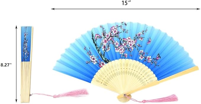HUNANBANG 4 Pieces Oriental Bamboo Folding Hand Fans Church Wedding Gift - Image 3