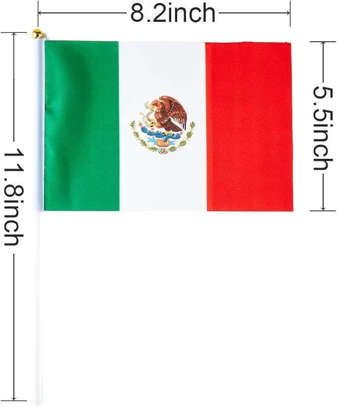 Mexico Flag Mexican Flag, Small Mini Handheld Mexico Flags on Stick - Image 3