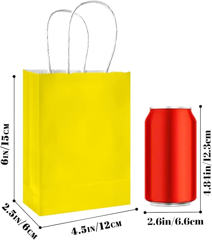 qiqee 50-Packs Bright Yellow Paper Gift Bags - Image 3