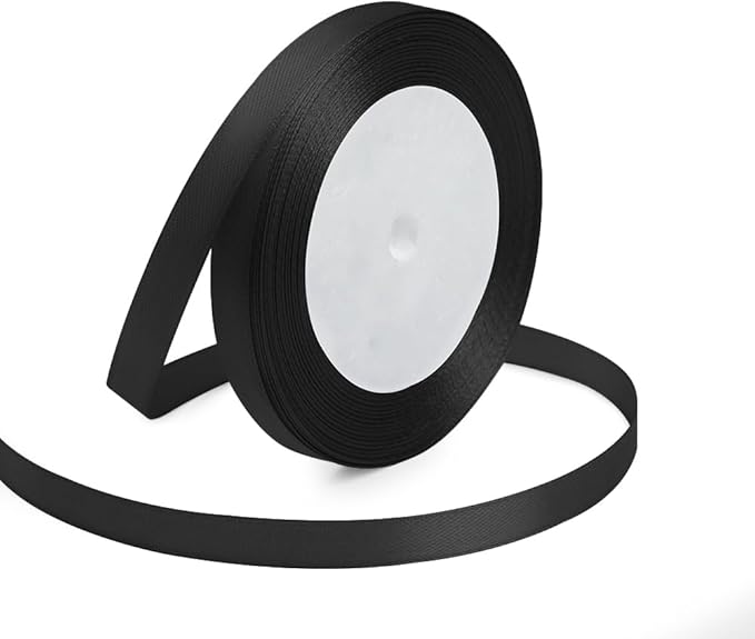 KMER LIFE 3/8 Inches x 25 Yards Black Satin Ribbon Solid Fabric Ribbons by KMERLIFE