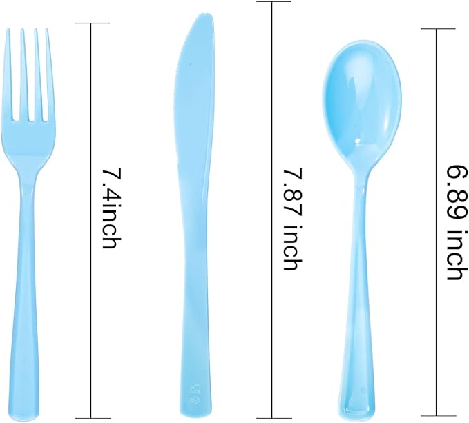 WDF 160 Piece Blue Plastic Silverware - Image 3