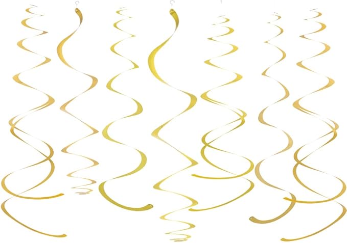Gold Party Hanging Swirl Decorations Plastic Streamer by WEVEN