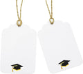 100Pcs Blank Gift Tags with String Foil Black Gold Grad Cap Large Paper Gift by ASYEHJNR