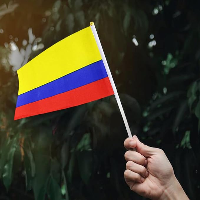 Colombia Flag Colombian Flag, Small Mini Handheld Colombia Flags on Stick - Image 6