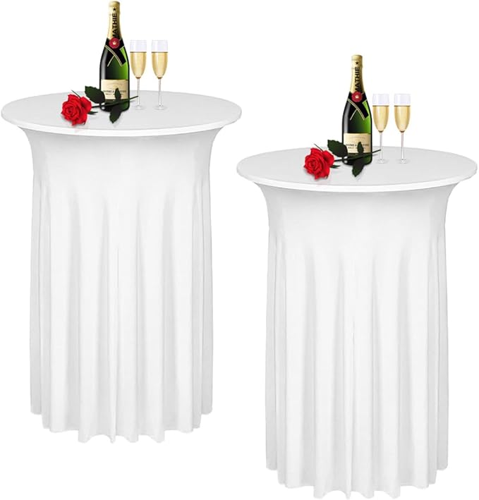 Albassa 2 Pack Cocktail Table Covers 32"x 43" Spandex Stretch Round Cocktail by AlbassaMakeYourPartyUnique