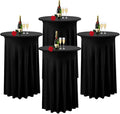 Albassa 4 Pack Cocktail Table Covers 32"x 43" Spandex Stretch Round Cocktail by AlbassaMakeYourPartyUnique