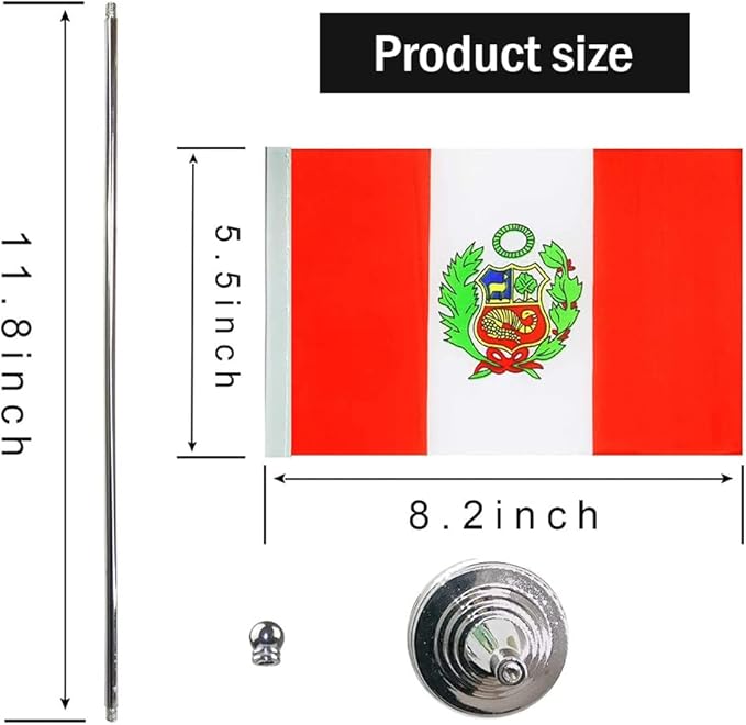 Peru Flag Peruvian Flags, Small Mini Peruvian Desk Flag, Used - Image 2