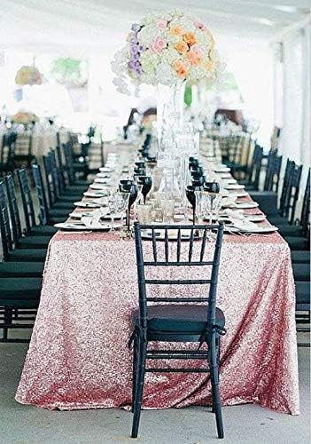 SquarePie Sequin Tablecloth 90 x 156 Inch Fuchsia Pink Sparkly Table Linen - Image 3