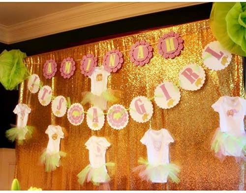Eternal Beauty Yellow Gold Sequin Backdrop, 4x7 Ft Glitter Background Curtains - Image 3