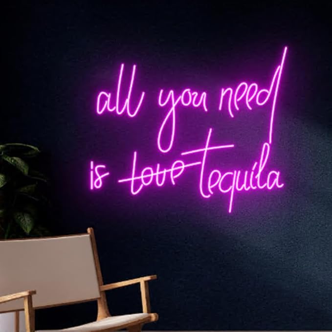 All You Need Is Tequila Neon Sign, All You Need Is Love Led Light, Tequila Led by BELISAMA