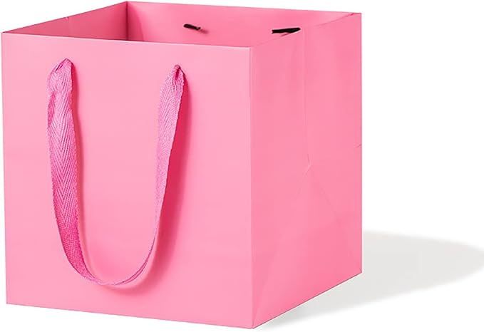 Pink Paper Gift Bag Small Square Bottom Kraft Paper Bags by L%C3%B3ngF%C3%A8ngCh%C3%A9ngXi%C3%A1ng