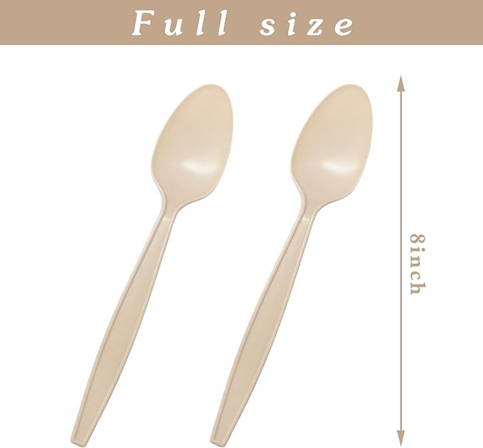 100% Compostable Spoons 125 Count, Disposable Spoons No Plastic Biodegradable - Image 2