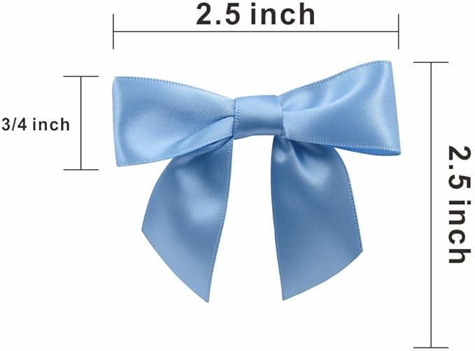 2.5" Hgzgch Light Blue Satin Ribbon Bow - Image 2