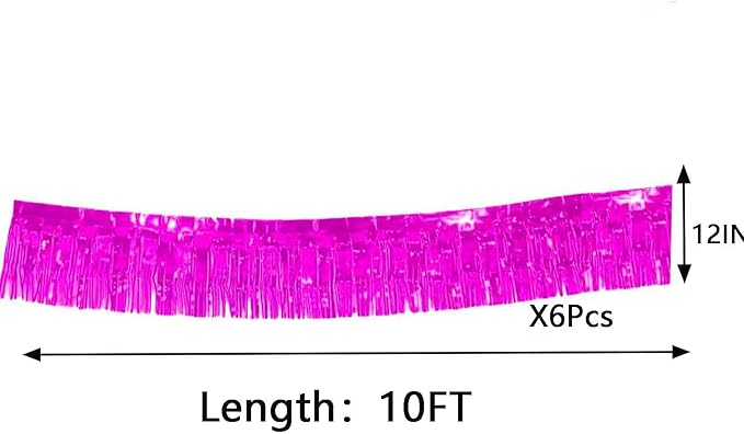 We Moment 6 Pack 10 Feet Hot Pink Foil Fringe Garland Streamers Metallic Tinsel - Image 2